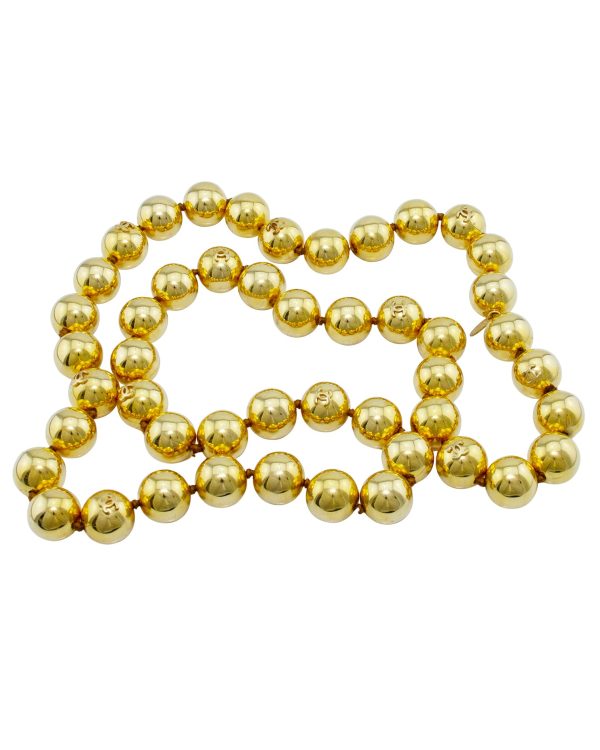 1988 Collection 27 Jumbo Gold Ball Long Necklace Supply