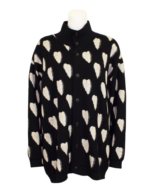 Black and White Heart Cardigan For Cheap