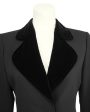 Black Cropped Blazer with Velvet Lapel and Crystal Accents Discount