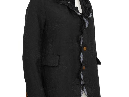 Black Jaquard Blazer with Applique Hot on Sale