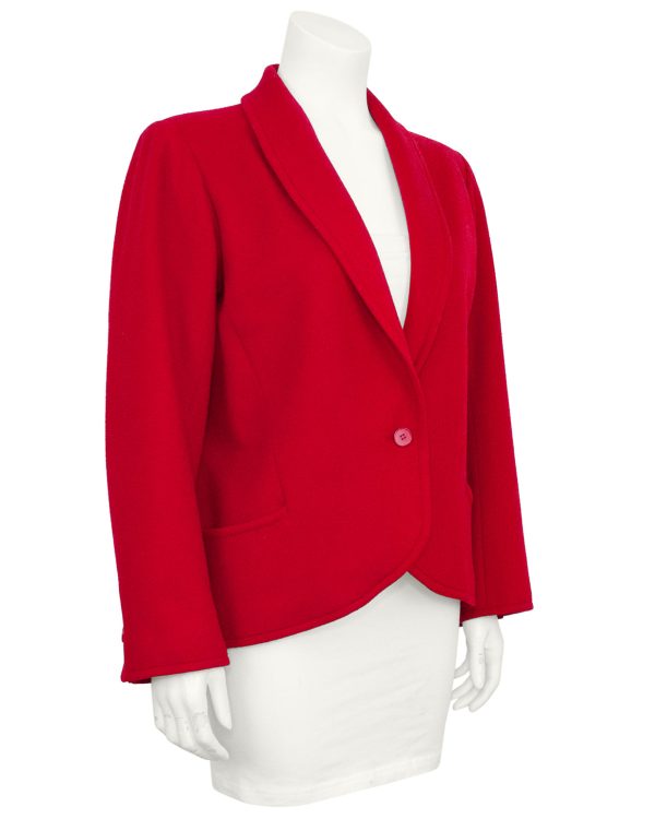 Red Wool Shawl Collar Jacket Online now