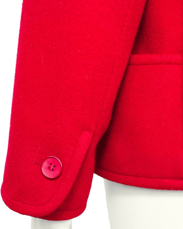 Red Wool Shawl Collar Jacket Online now