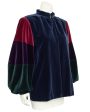 Navy Blue, Green and Red Velvet Smock Jacket Online