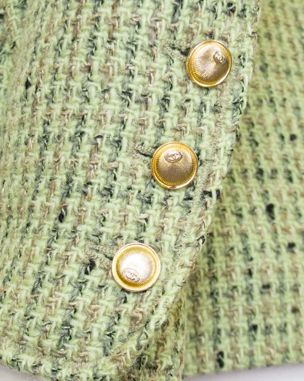 Green Bouclé Tweed Jacket Circa 1997 on Sale