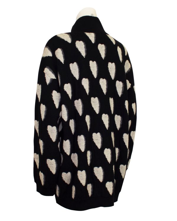 Black and White Heart Cardigan For Cheap