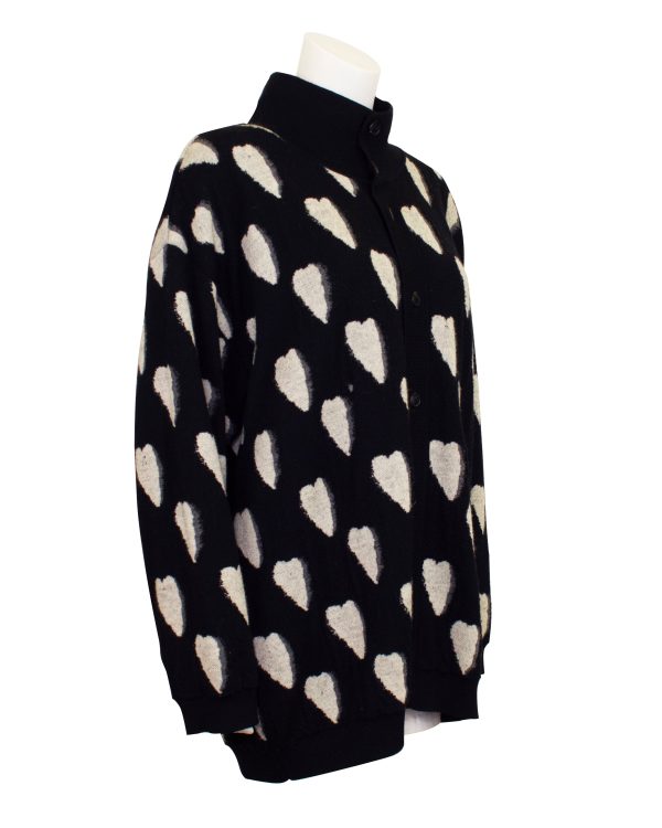 Black and White Heart Cardigan For Cheap