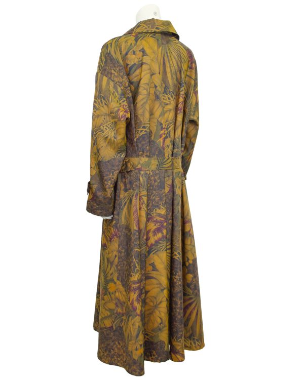 Bronze Palm Leaf Print Trench Coat Hot on Sale