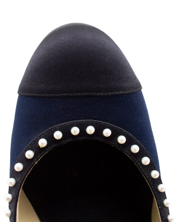 Navy and Black Evening Shoe with Pearls Online Sale