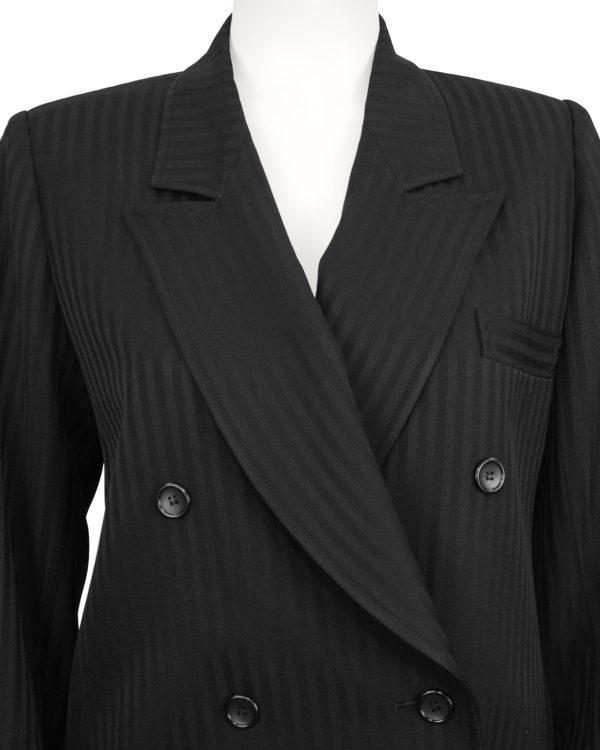 Black Pinstripe Double Breasted Skirt Suit Fashion