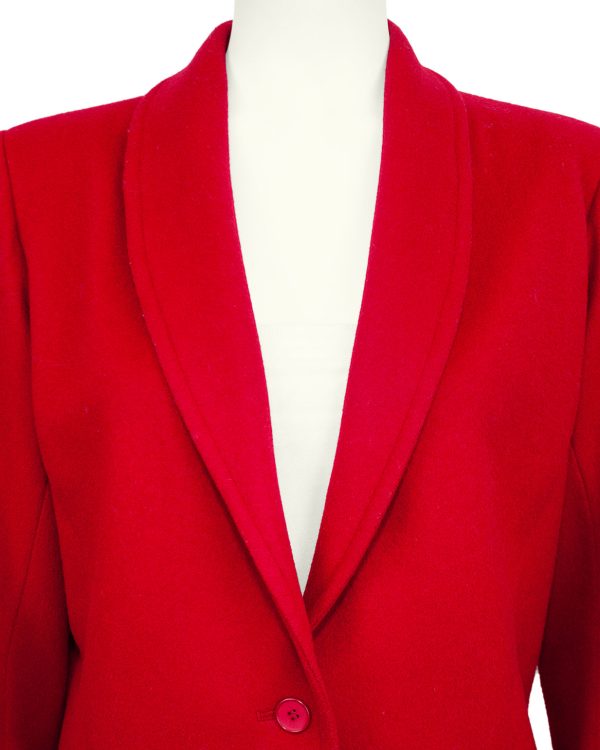 Red Wool Shawl Collar Jacket Online now