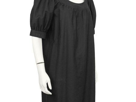 Black Cotton Peasant Style Dress Online now