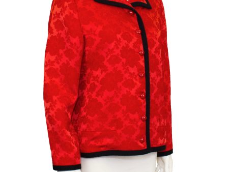 Red Silk Damask Blazer Discount