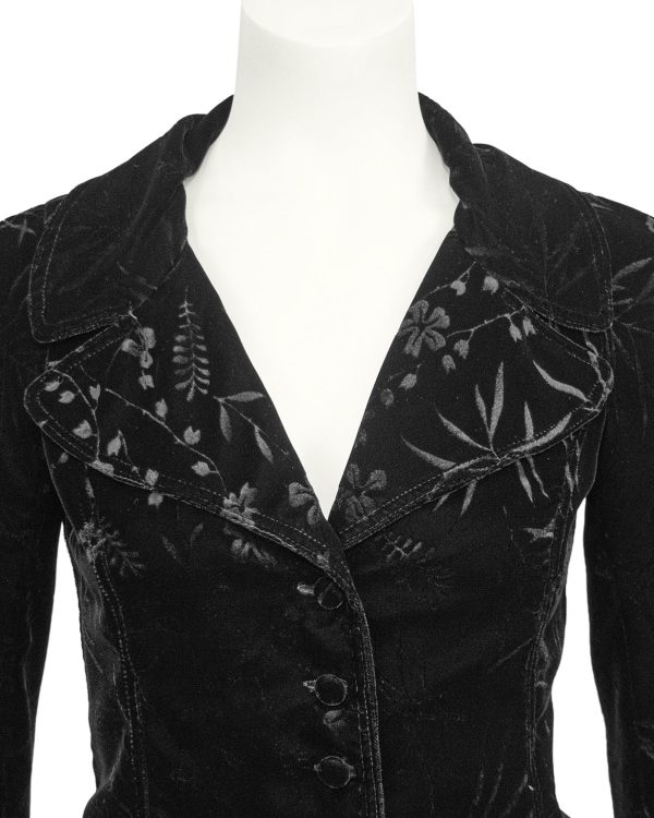 Black Floral Devoree Velvet Jacket and Skirt Ensemble Discount