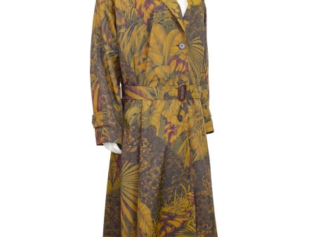 Bronze Palm Leaf Print Trench Coat Hot on Sale