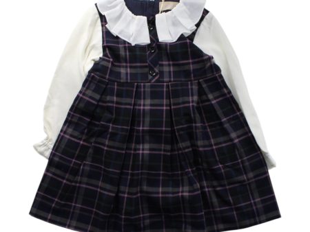 Chickeeduck Plaid Dress Set With Ruffled Collar 2-3T on Sale