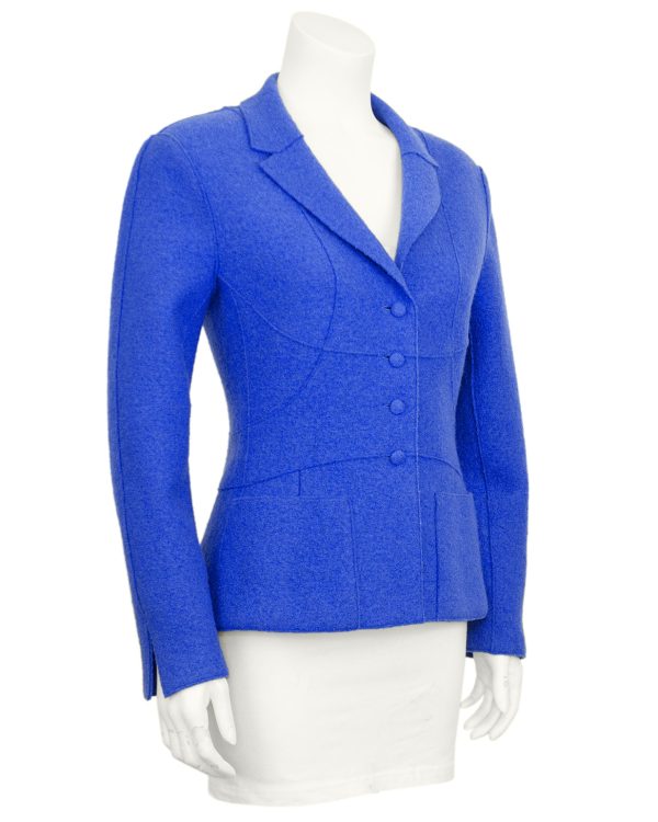 Blue Fall 1999 Felted Wool Fitted Jacket Hot on Sale