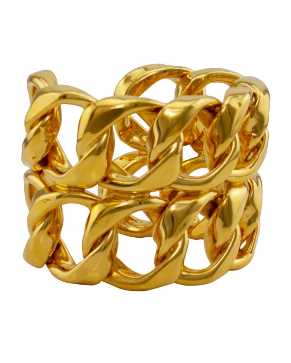 1989 Interlocking Double Chain Cuff Bracelet Col.26 Online now