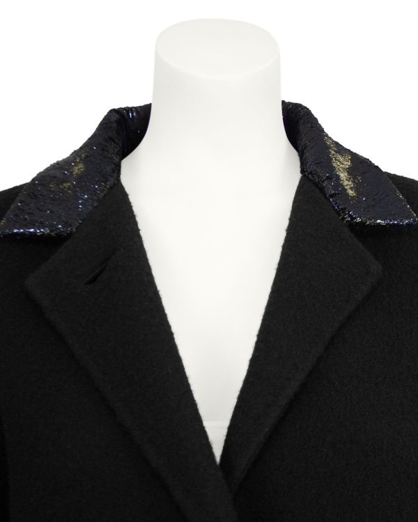 Black Wool Car Coat For Cheap