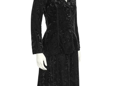 Black Floral Devoree Velvet Jacket and Skirt Ensemble Discount