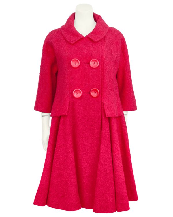 Pink Wool Swing Coat Hot on Sale