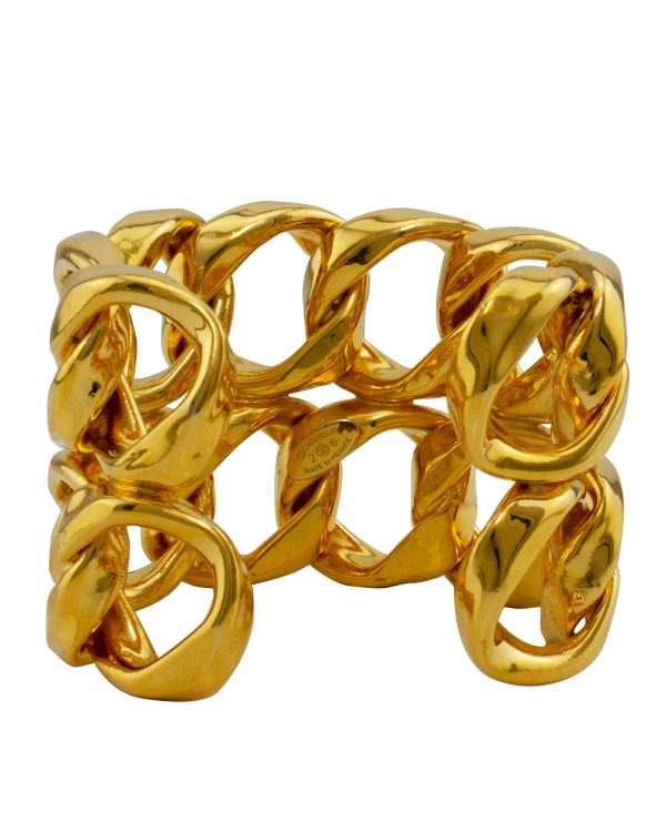 1989 Interlocking Double Chain Cuff Bracelet Col.26 Online now