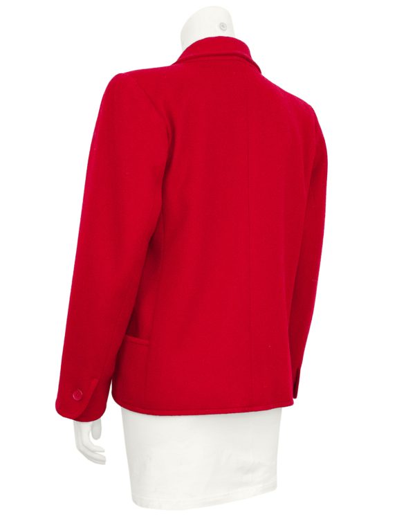 Red Wool Shawl Collar Jacket Online now