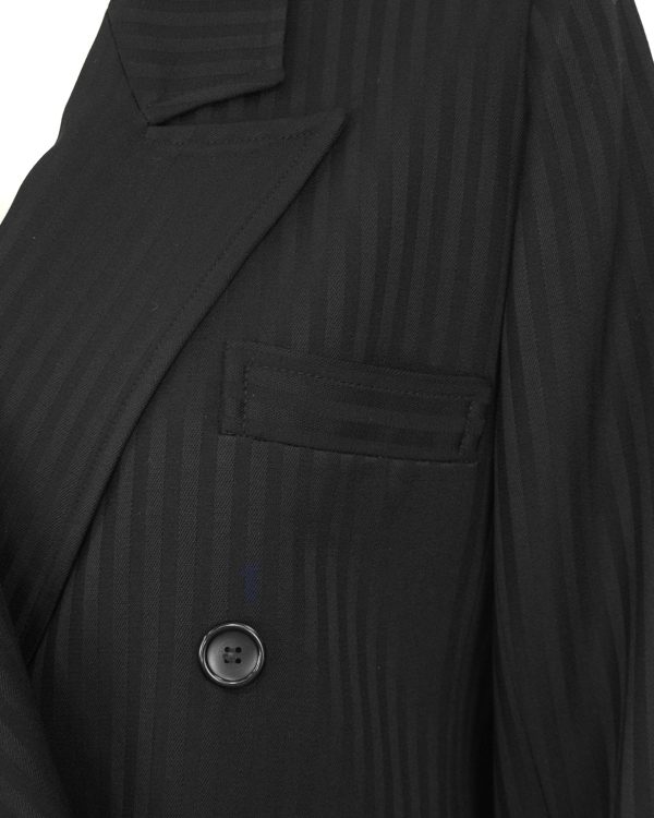 Black Pinstripe Double Breasted Skirt Suit Fashion