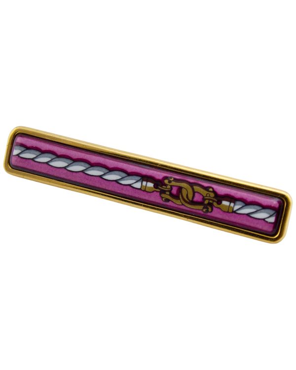 Enamel And Gold Plate Bar Pin Fashion