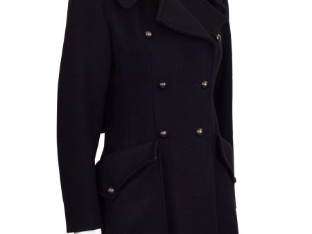 Black Wool Double Breasted Pea Coat Online Sale