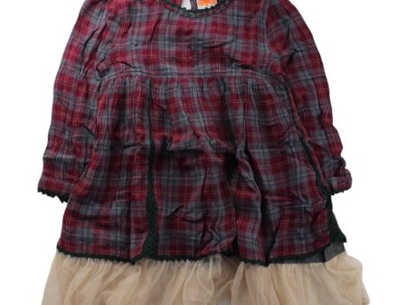 As Know As Ponpoko Ruffled Long Sleeve Plaid Dress 2-3T Discount