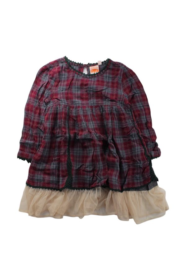 As Know As Ponpoko Ruffled Long Sleeve Plaid Dress 2-3T Discount