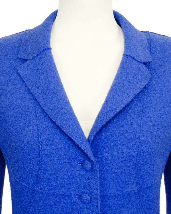 Blue Fall 1999 Felted Wool Fitted Jacket Hot on Sale