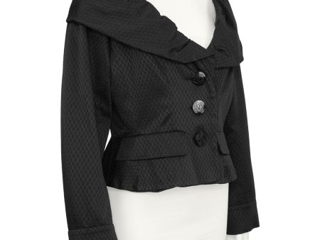 Black Jacket With Ruched Collar Supply