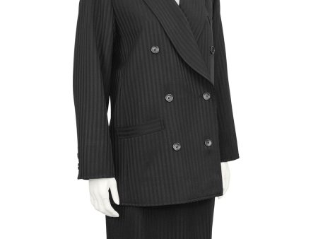 Black Pinstripe Double Breasted Skirt Suit Fashion