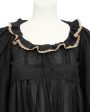 Black Long Cotton Day Dress with Lace Trim on Sale