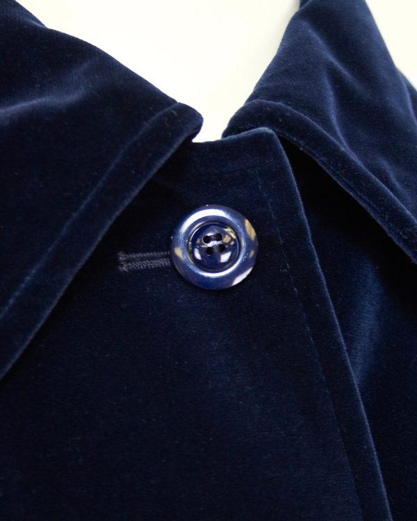 Navy Blue Velvet Belted Jacket on Sale