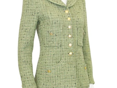 Green Bouclé Tweed Jacket Circa 1997 on Sale