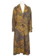 Bronze Palm Leaf Print Trench Coat Hot on Sale