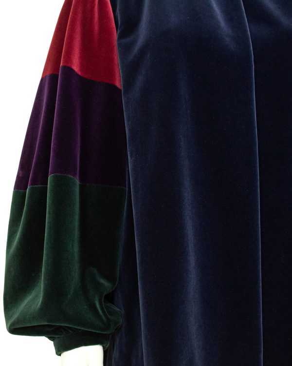 Navy Blue, Green and Red Velvet Smock Jacket Online