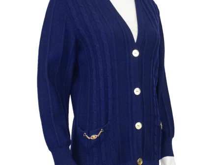 Navy Cable Knit Cardigan Discount