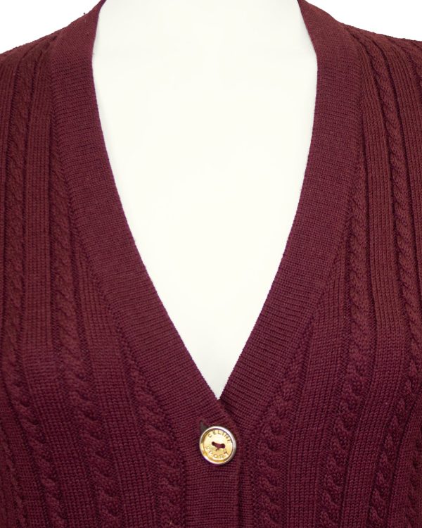 Maroon Cardigan and Skirt Ensemble Cheap