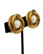 Gold, Pearl and Rhinestone Clip On Earrings For Discount