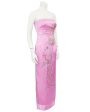 Pink Strapless Silk Gown with Beaded Dragon and Phoenix Hot on Sale