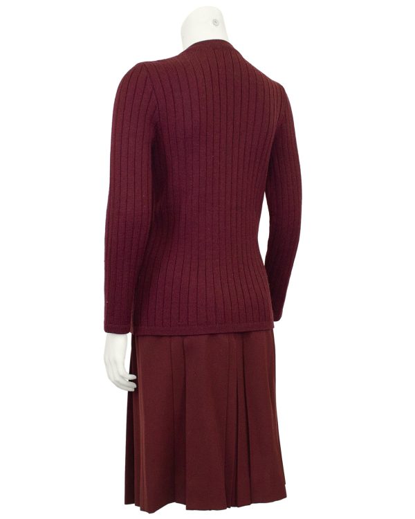 Maroon Cardigan and Skirt Ensemble Cheap