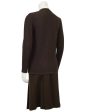 Brown Wool Cardigan and Gabardine Skirt Ensemble Cheap