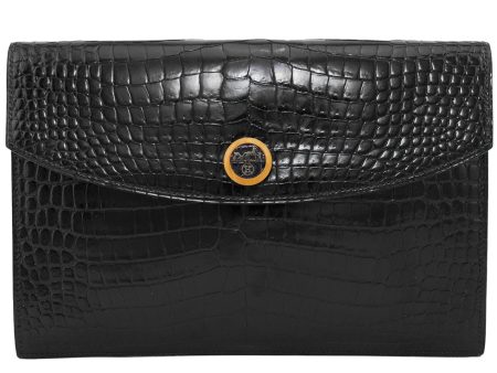 Black Crocodile Effect Rio Envelope Clutch Sale