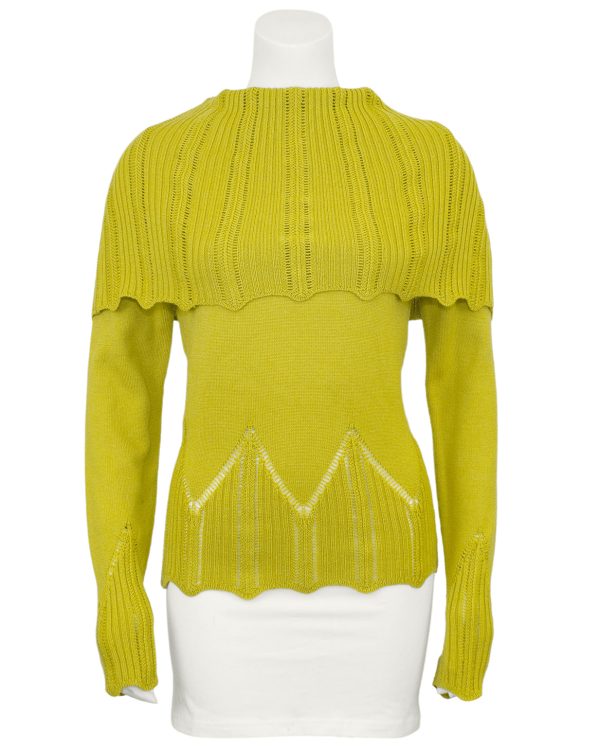 Chartreuse Wool Fold Over Sweater Online now