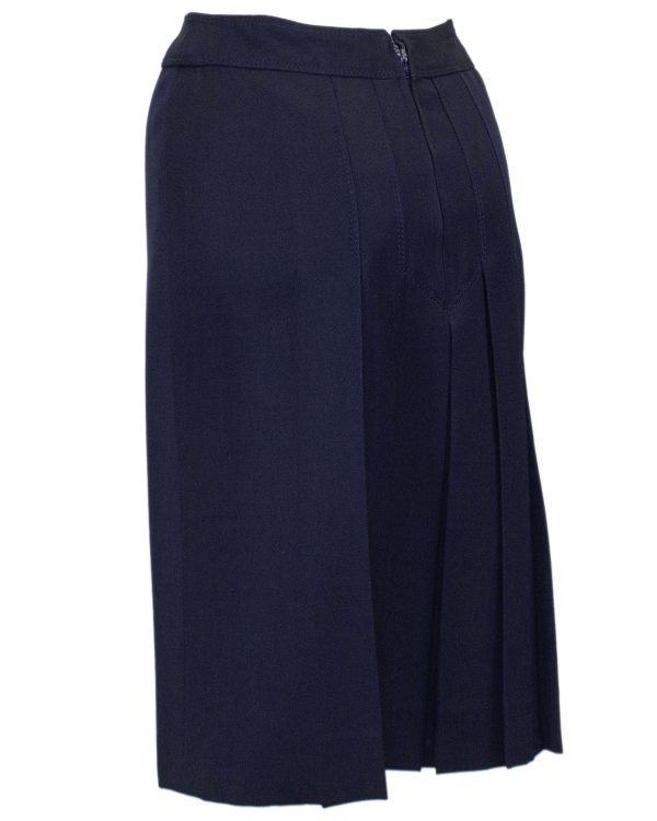 Navy Wool Gabardine Pleated Skirt Cheap