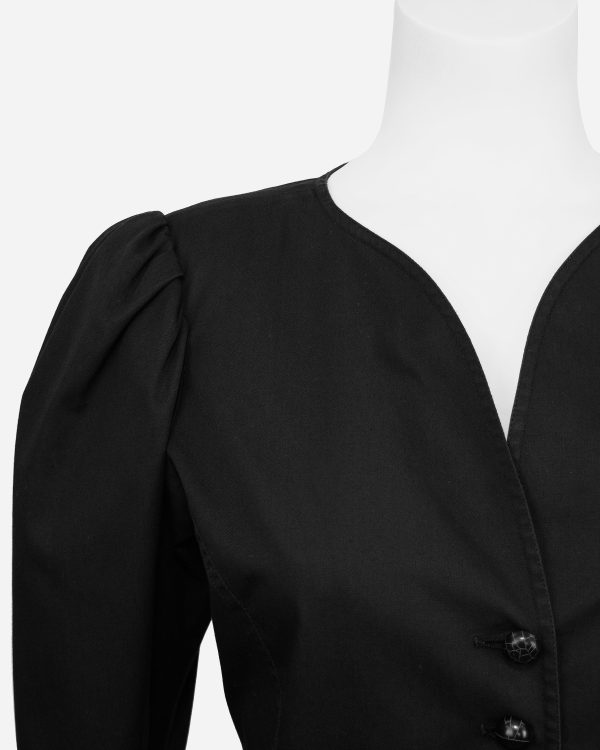 Black Cotton Peplum Jacket Sale