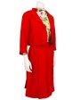 Red and Floral Jacket and Dress Ensemble Online Hot Sale